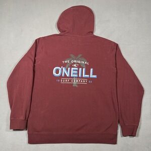 O'Neill Men's Large L Pullover Hoodie Sweatshirt Red Maroon Surf Big Logo
